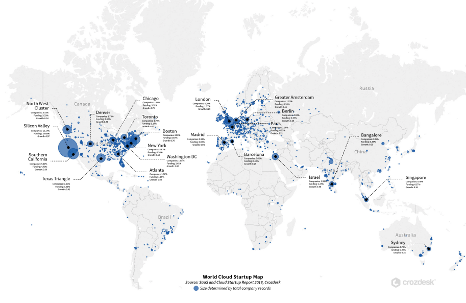 Map of global startup ecosystems