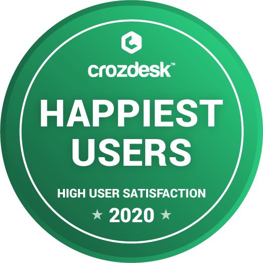 2020 Crozdesk Happiest Users Awarde